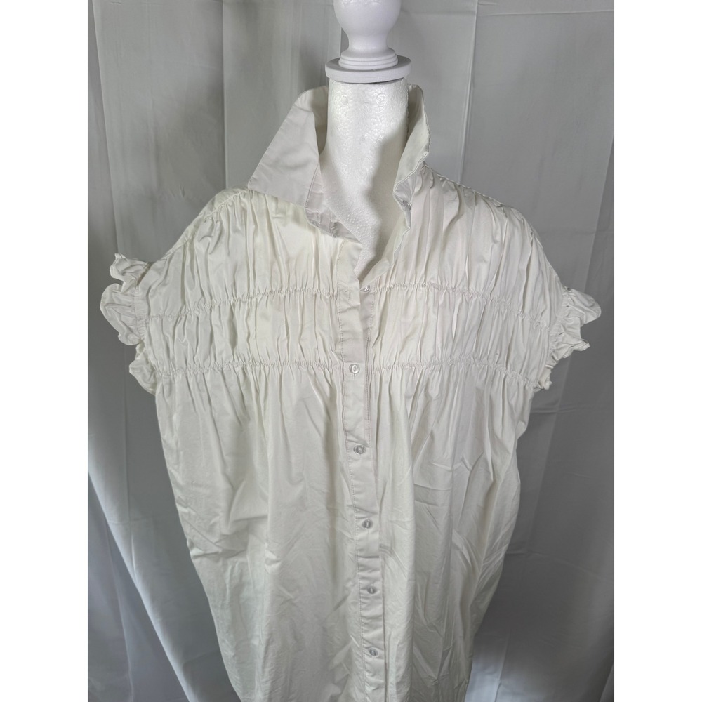Lili Sidonio White Ruffle Sleeve‎ Button Down dress